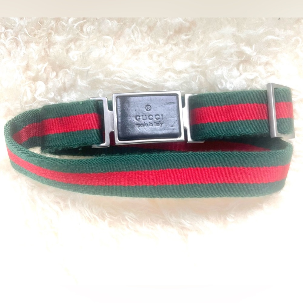 Vintage Gucci Seatbelt Striped Woven Belt - image 1